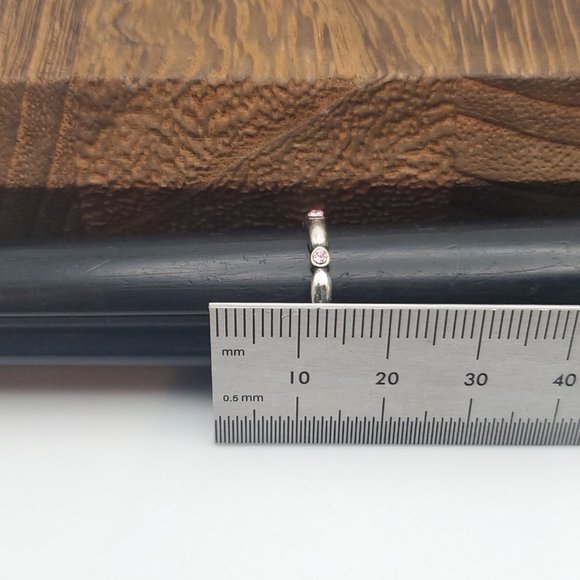 Size 7 925 Sterling Silver Cute Pink Crystals Ring - Picture 6 of 7